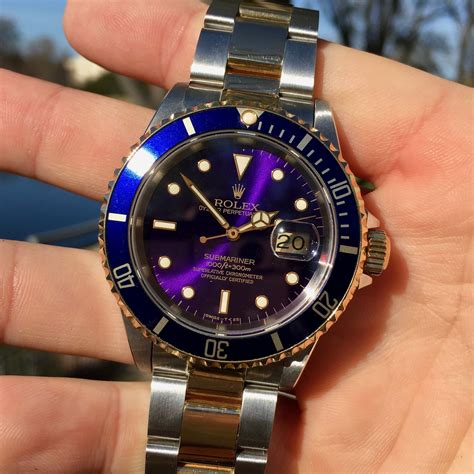 Rolex Submariner Date 16613 Purple Dial 18 Kt Gold & Steel